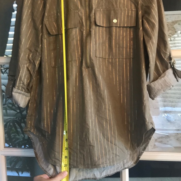 Michael Kors khaki olive green & gold safari Top - Picture 7 of 7